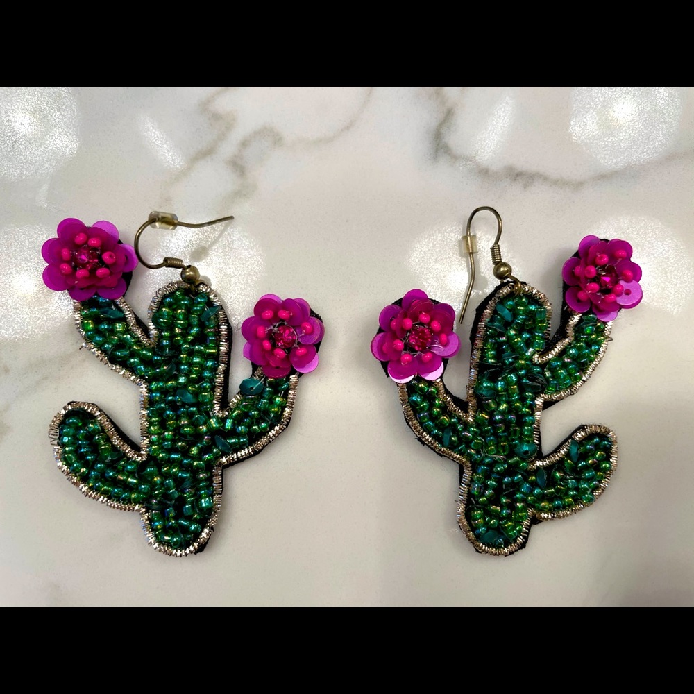 Sequin Cactus Earrings